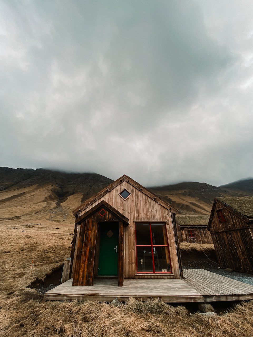 A small wooden cabin on the Faroe Islands